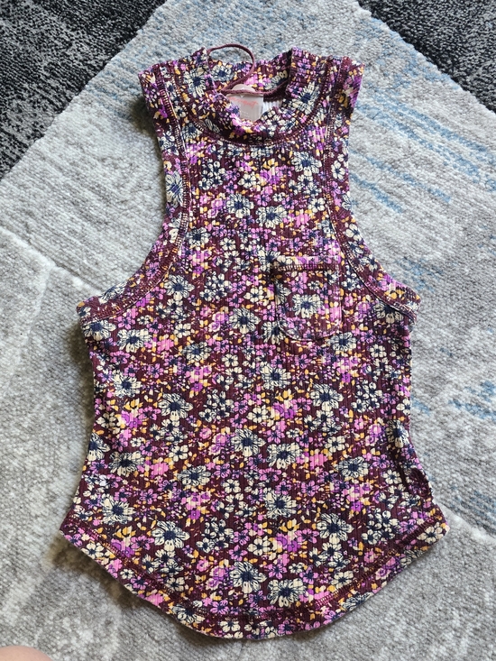 FP Movement by Free People Tops - ​FP Movement Free People Ribbed Floral High Neck Tank - Plum / Purple